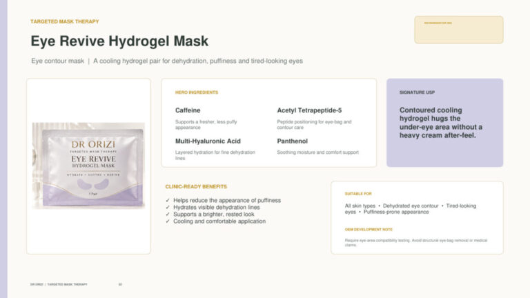 Eye Revive Hydrogel Mask - dermatology and aesthetic OEM formula sheet, ORIZI Group Malaysia