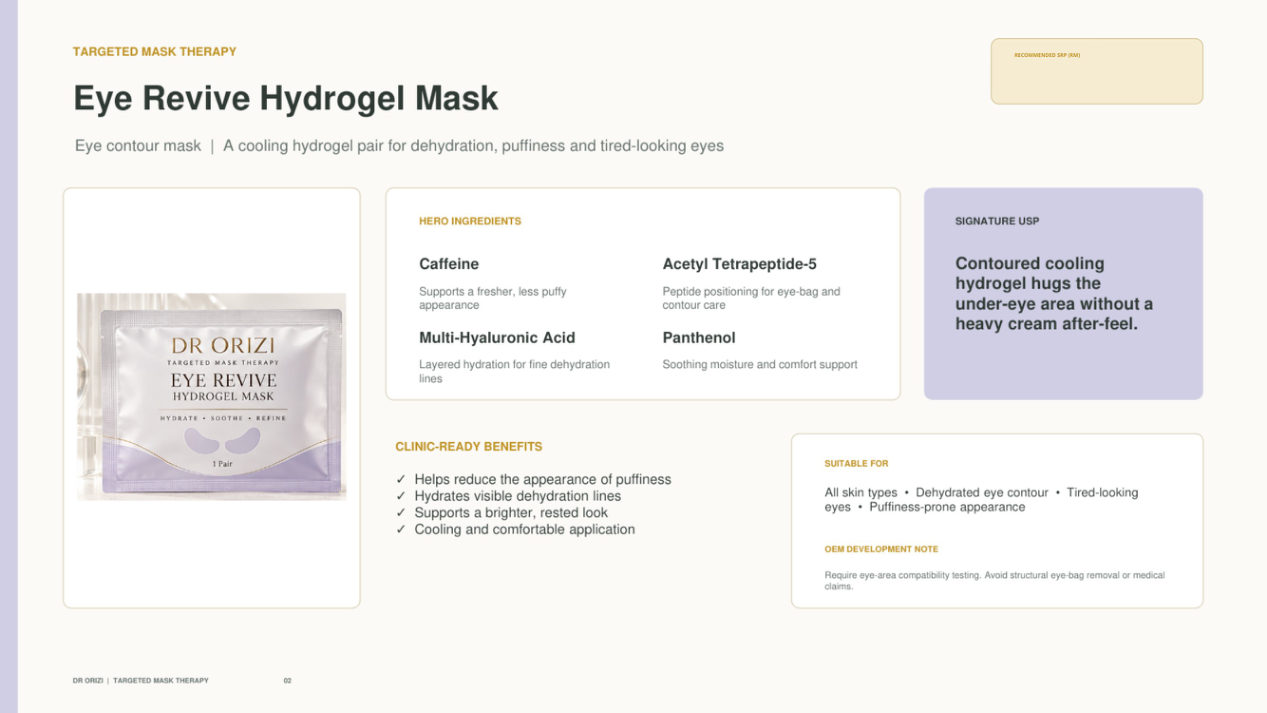 Eye Revive Hydrogel Mask - dermatology and aesthetic OEM formula sheet, ORIZI Group Malaysia