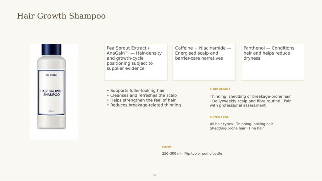 Hair Growth Shampoo (Scalp Density) - dermatology and aesthetic OEM formula sheet, ORIZI Group Malaysia