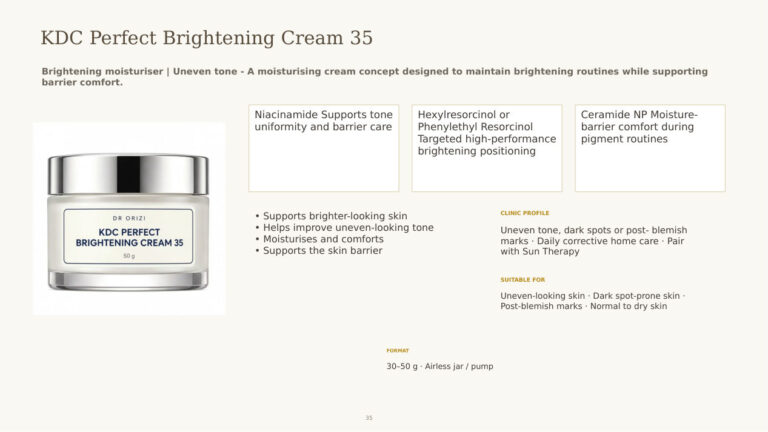 KDC Perfect Brightening Cream - dermatology and aesthetic OEM formula sheet, ORIZI Group Malaysia