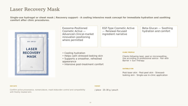 Laser Recovery Mask - dermatology and aesthetic OEM formula sheet, ORIZI Group Malaysia