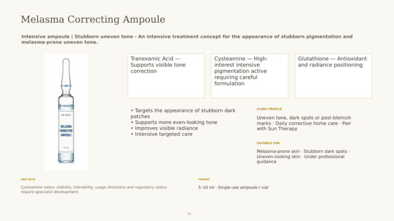 Melasma Correcting Ampoule - dermatology and aesthetic OEM formula sheet, ORIZI Group Malaysia