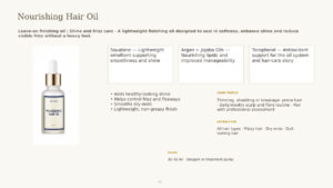 Nourishing Hair Oil (Finishing) - dermatology and aesthetic OEM formula sheet, ORIZI Group Malaysia