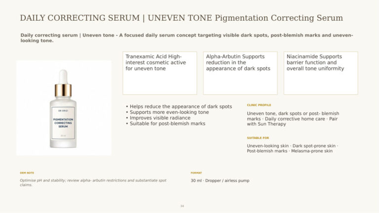 Pigmentation Correcting Serum - dermatology and aesthetic OEM formula sheet, ORIZI Group Malaysia