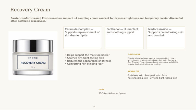 Post-Procedure Recovery Cream - dermatology and aesthetic OEM formula sheet, ORIZI Group Malaysia