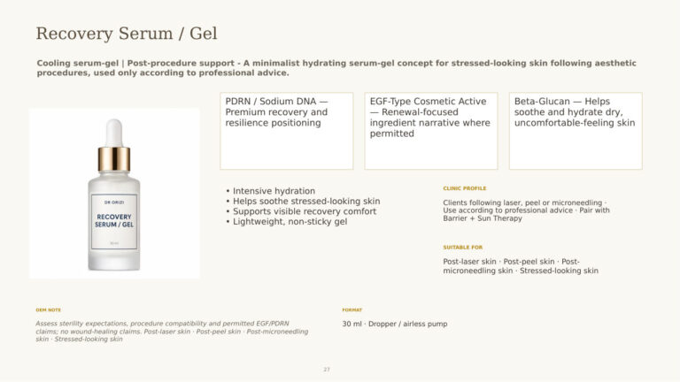 Post-Procedure Recovery Serum Gel - dermatology and aesthetic OEM formula sheet, ORIZI Group Malaysia