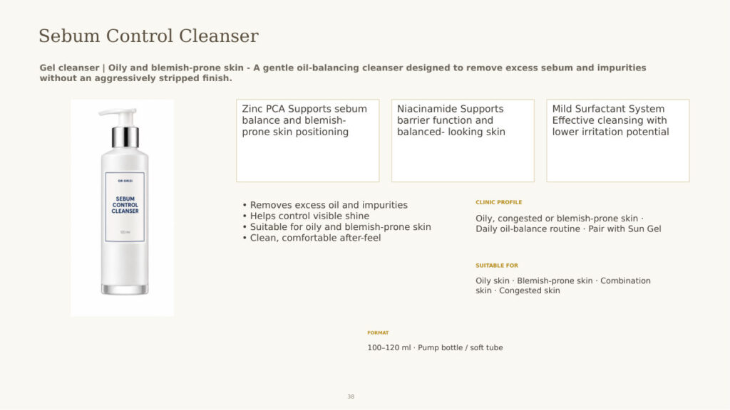 Sebum Control Cleanser - dermatology and aesthetic OEM formula sheet, ORIZI Group Malaysia