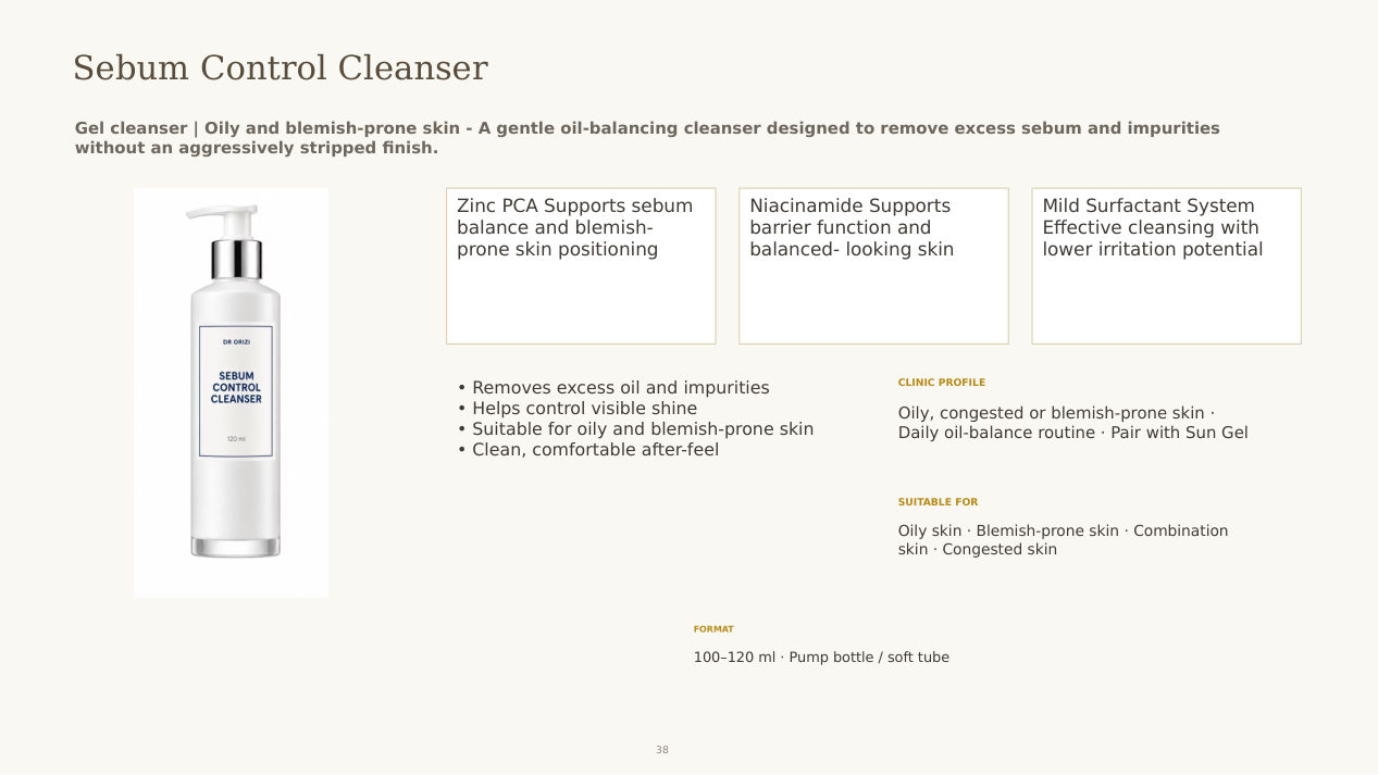 Sebum Control Cleanser - dermatology and aesthetic OEM formula sheet, ORIZI Group Malaysia