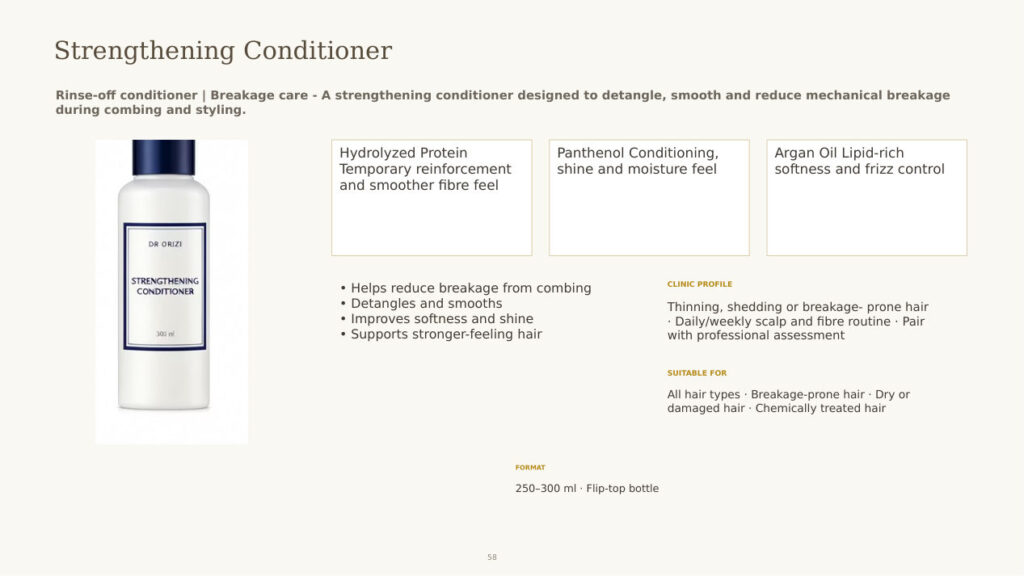 Strengthening Conditioner - dermatology and aesthetic OEM formula sheet, ORIZI Group Malaysia