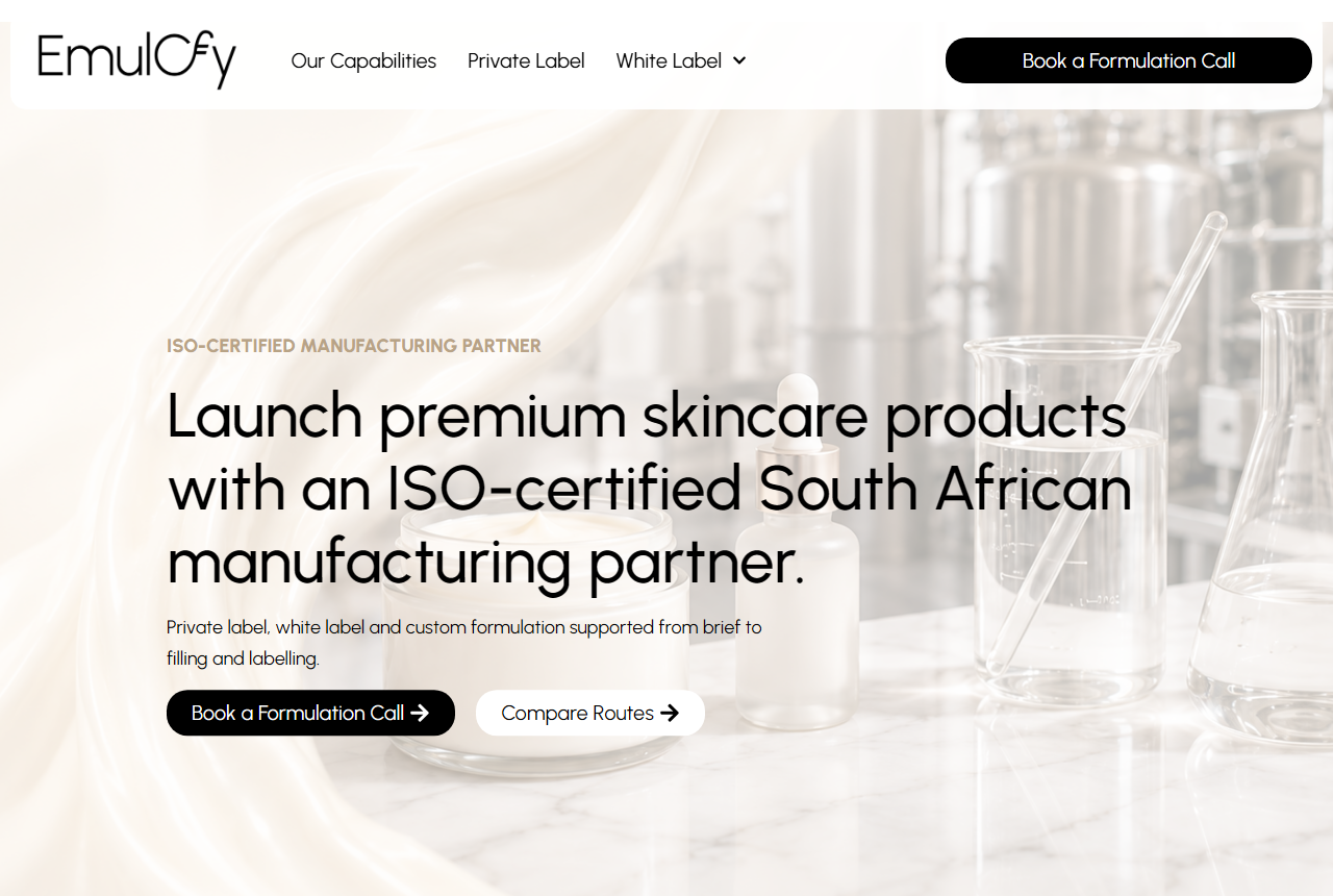 Emulcfy skincare manufacturer, Roodepoort