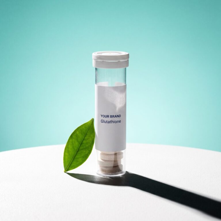ORIZI Group OEM Glutathione Effervescent Tablet white label tube mockup