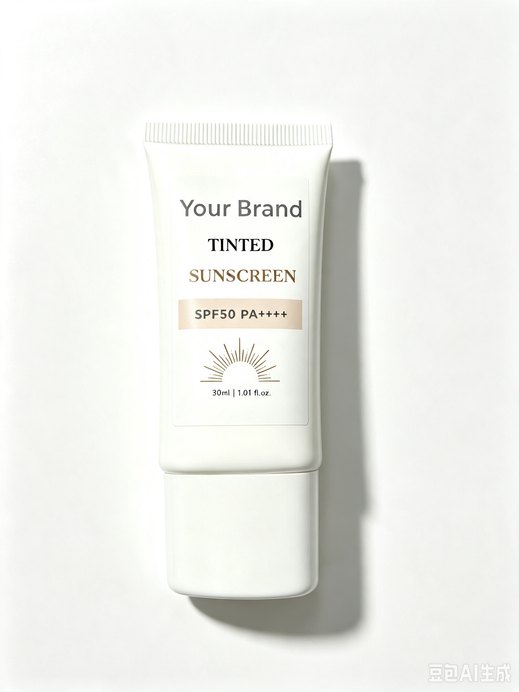 Hybrid Tinted Sunscreen SPF50 PA++++ 30ml - TikTok viral private label product mock-up, ORIZI Group OEM Malaysia