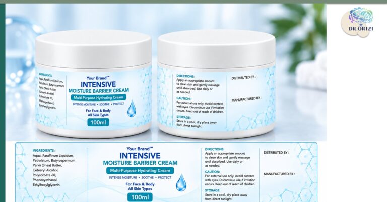 Intensive Moisture Barrier Cream 100ml - pharmacy private label packaging mock-up, ORIZI Group OEM Malaysia