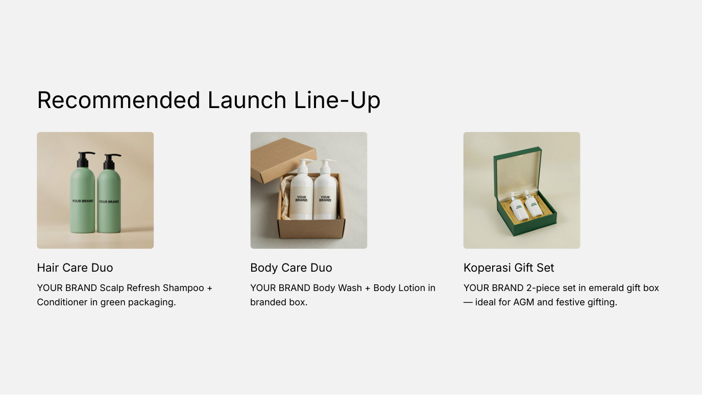 Recommended launch line-up for a koperasi own-brand range - ORIZI Group Malaysia