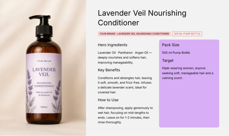 Lavender Veil Nourishing Conditioner 500ml - koperasi private label product, ORIZI Group OEM Malaysia