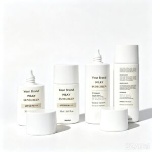 Milky Sunscreen SPF50+ PA++++ 30ml - TikTok viral private label product mock-up, ORIZI Group OEM Malaysia