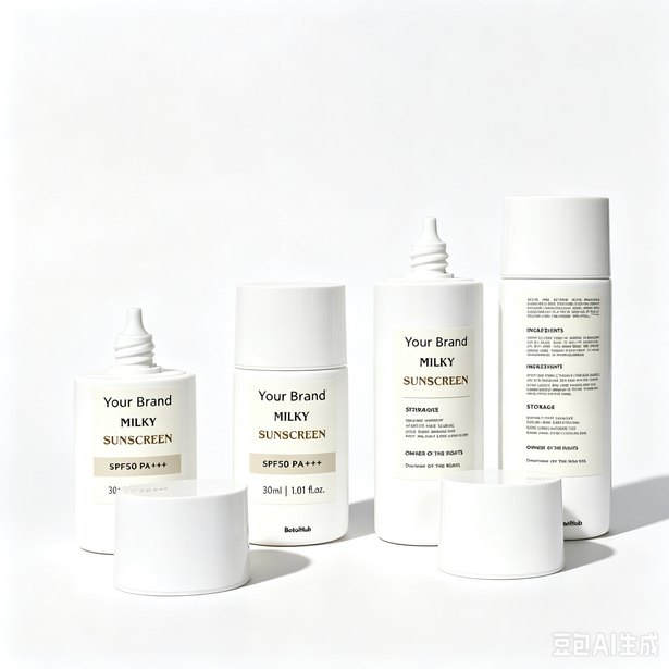 Milky Sunscreen SPF50+ PA++++ 30ml - TikTok viral private label product mock-up, ORIZI Group OEM Malaysia