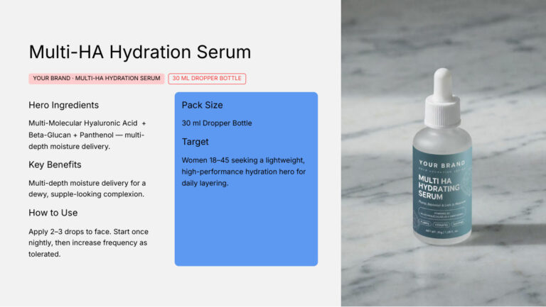 Multi-HA Hydration Serum 30ml - koperasi private label product, ORIZI Group OEM Malaysia