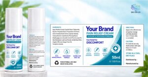 Pain Relief Cream 50ml - pharmacy private label packaging mock-up, ORIZI Group OEM Malaysia