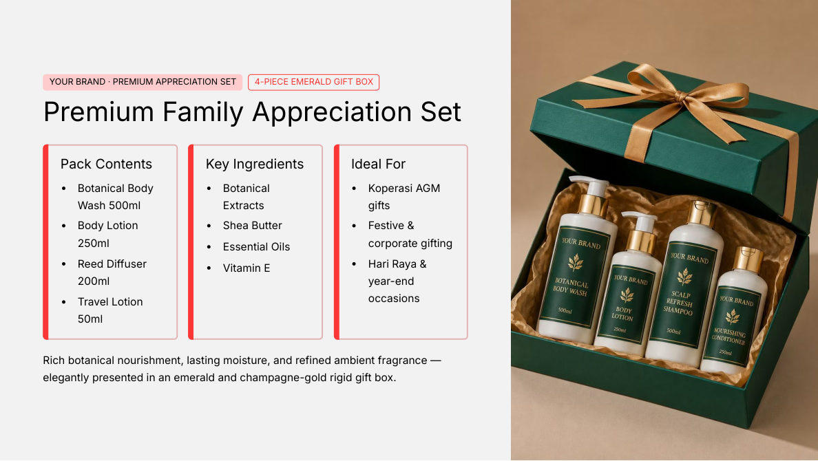 Premium Family Appreciation Set - private label OEM concept for the Malaysian koperasi market, ORIZI Group