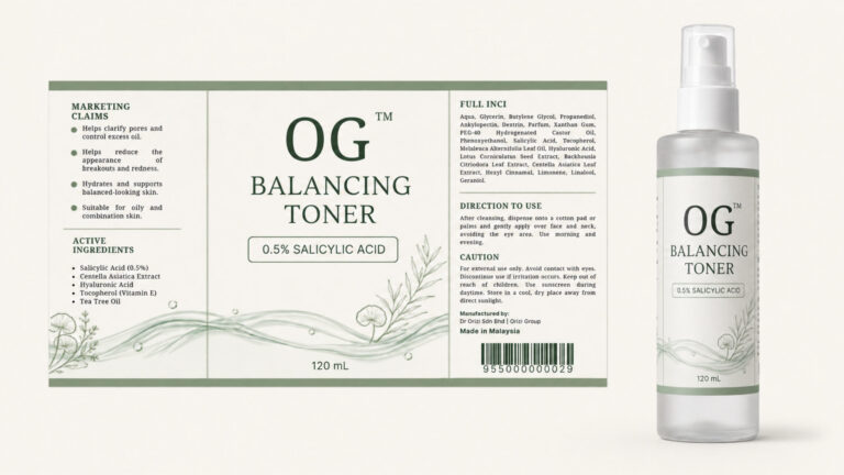 Balancing Toner 120ml - ready-to-brand packaging and label layout, OEM private label Malaysia