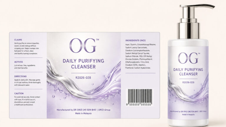 Daily Purifying Cleanser 100ml - ready-to-brand packaging and label layout, OEM private label Malaysia
