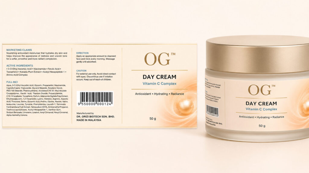 Day Cream 50g - ready-to-brand packaging and label layout, OEM private label Malaysia
