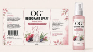 Deodorant Spray Berry Scent 100ml - ready-to-brand packaging and label layout, OEM private label Malaysia