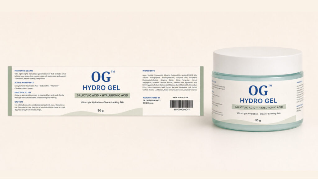 Hydro Gel 50g - ready-to-brand packaging and label layout, OEM private label Malaysia