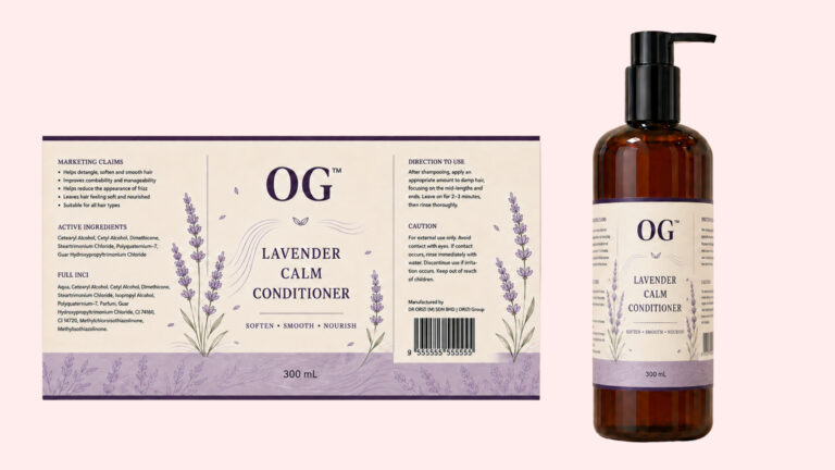 Lavender Calm Conditioner 200ml - ready-to-brand packaging and label layout, OEM private label Malaysia