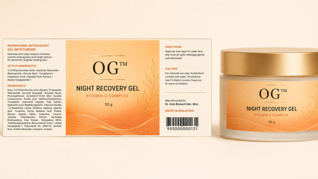 Night Recovery Gel 50g - ready-to-brand packaging and label layout, OEM private label Malaysia