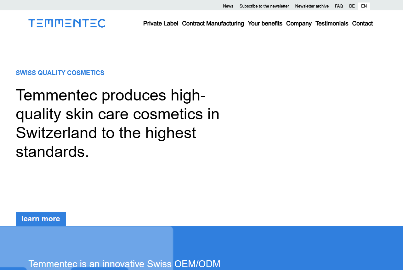 Temmentec AG Swiss OEM ODM skincare manufacturer Sumiswald