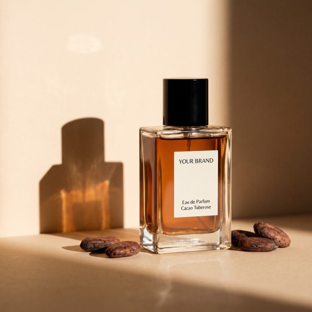 Eau de Parfum - Cacao Tuberose 30ml - private label OEM mock-up, ORIZI Group Malaysia