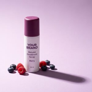 Natural Deodorant Spray - Berry 90ml - private label OEM mock-up, ORIZI Group Malaysia