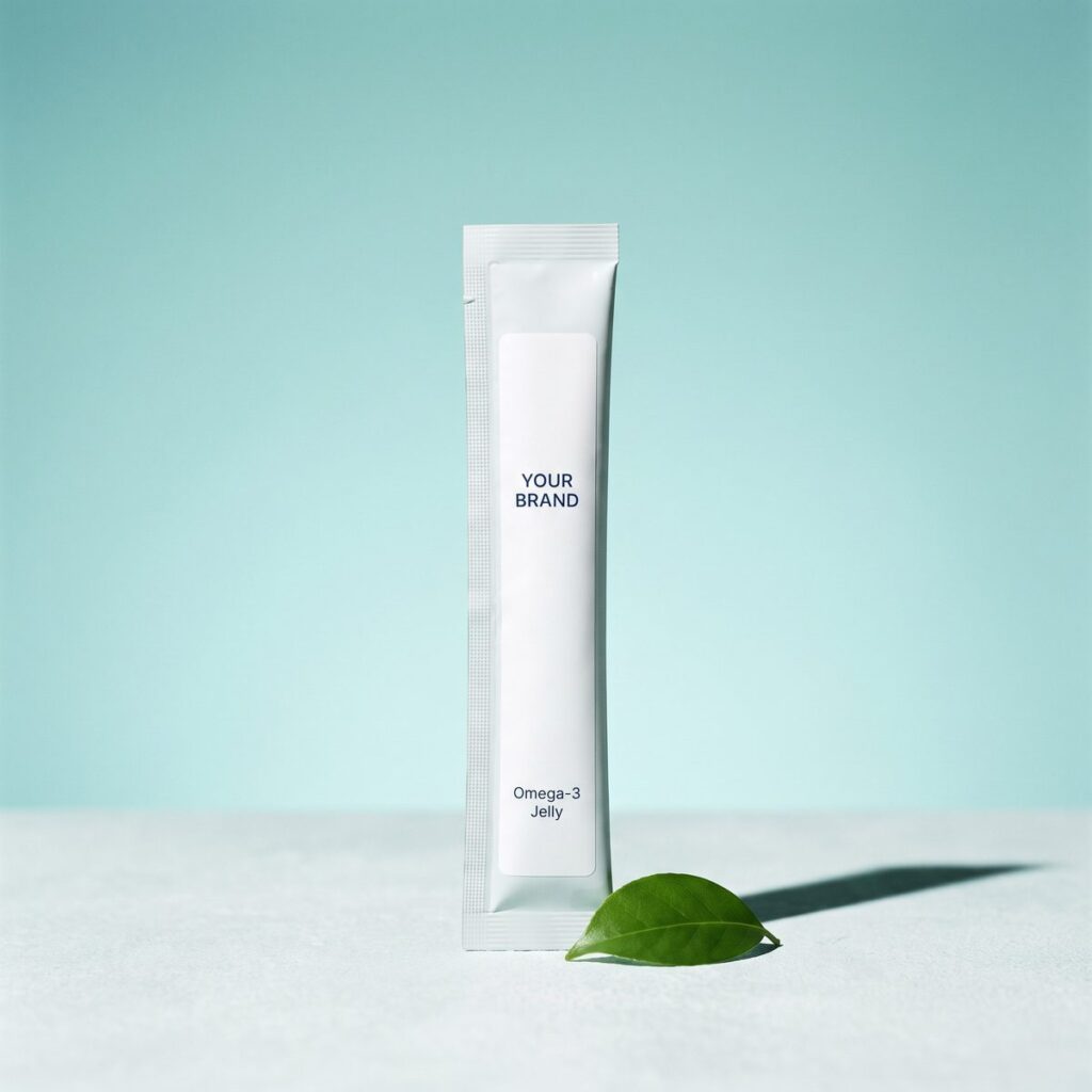 ORIZI Group OEM Vegan Omega-3 Jelly Stick white label stick pack mockup