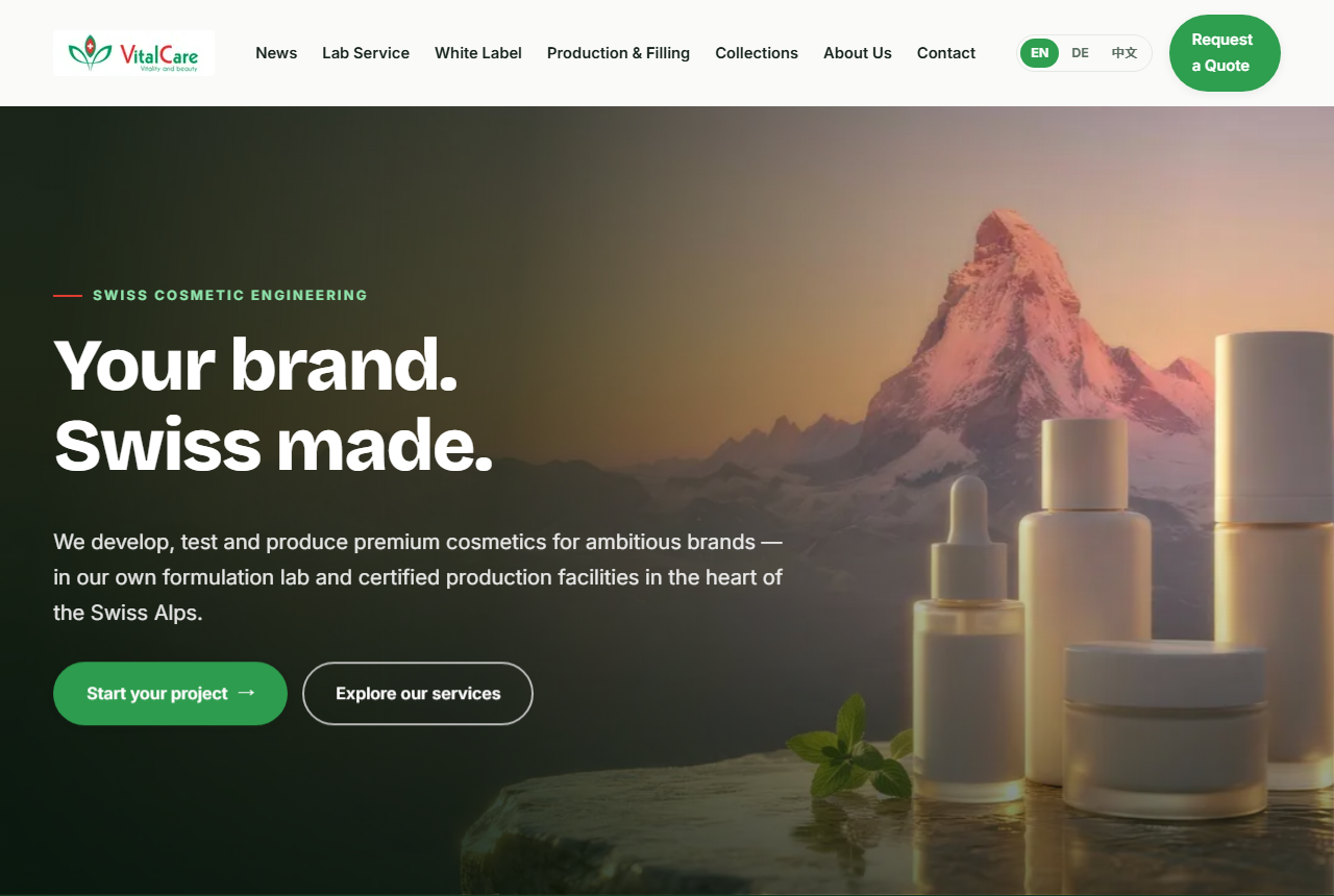 Swiss VitalCare OEM ODM cosmetics manufacturer Bern