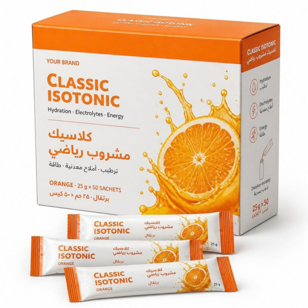 Classic Isotonic Bulk Sachet — private-label electrolyte powder mock-up, your brand