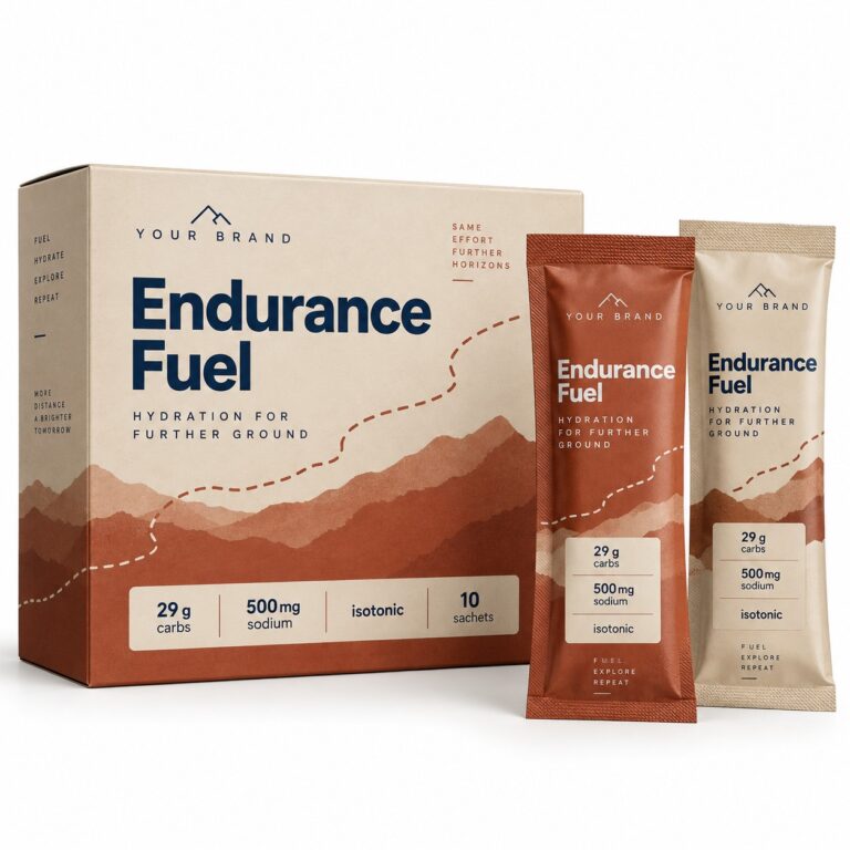 Endurance Carb + Electrolyte Sachet — private label electrolyte powder, made by ORIZI Group