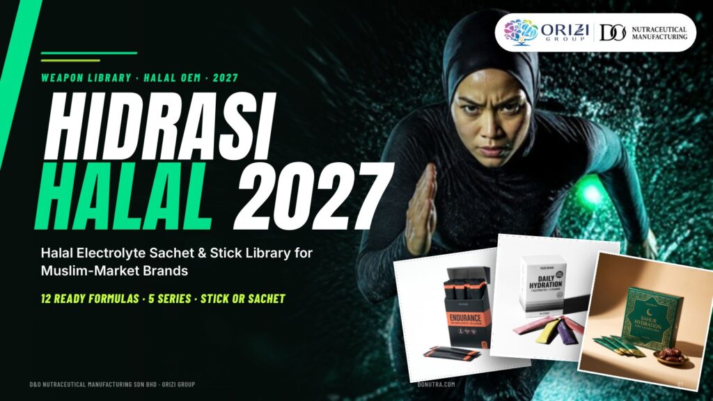 HIDRASI HALAL 2027 — private label electrolyte powder weapon library by ORIZI Group