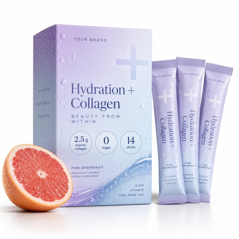 Halal Marine Collagen Hydration Stick — private label electrolyte powder, made by ORIZI Group