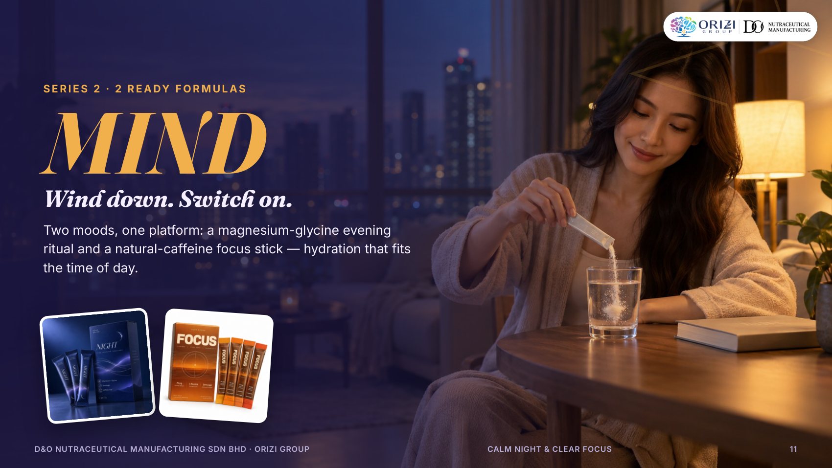 Mind series — Calm Night & Clear Focus electrolyte ready formulas