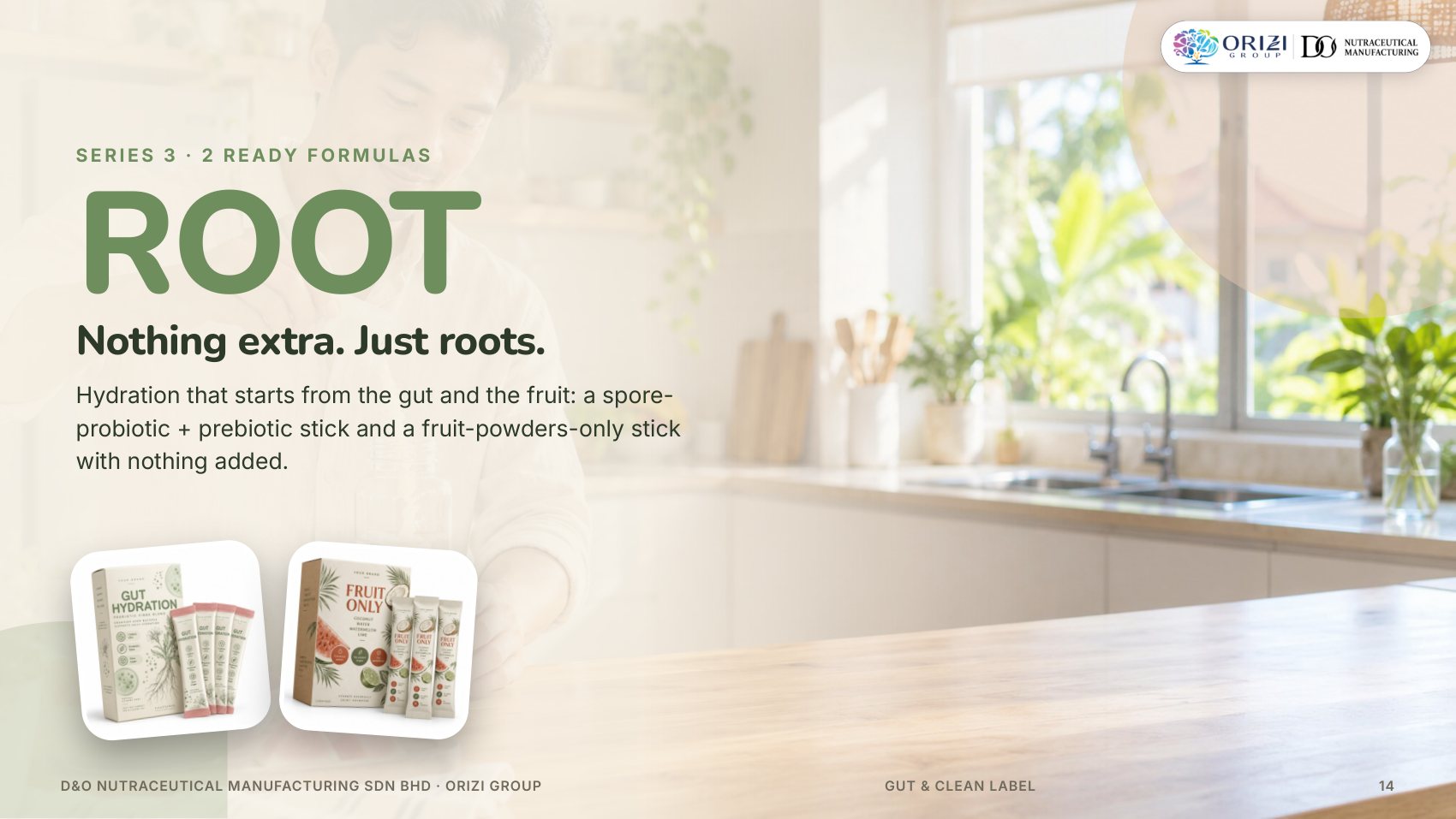 Root series — Gut & Clean Label electrolyte ready formulas