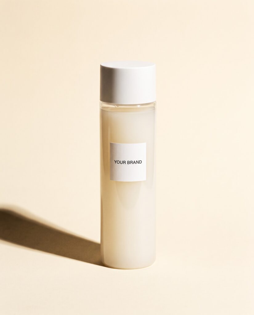 Perfect Balance 9:1 Rice Ferment Milky Essence Toner private label concept, unbranded mockup — ORIZI Group Dr Orizi