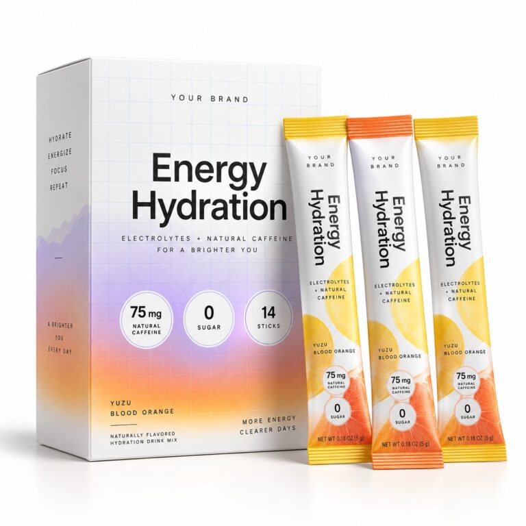 Natural Caffeine Energy Hydration Stick — private label electrolyte powder, made by ORIZI Group